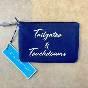 NWT Draper James “Tailgates & Touchdowns” Football Navy Blue Mini Zipper Pouch